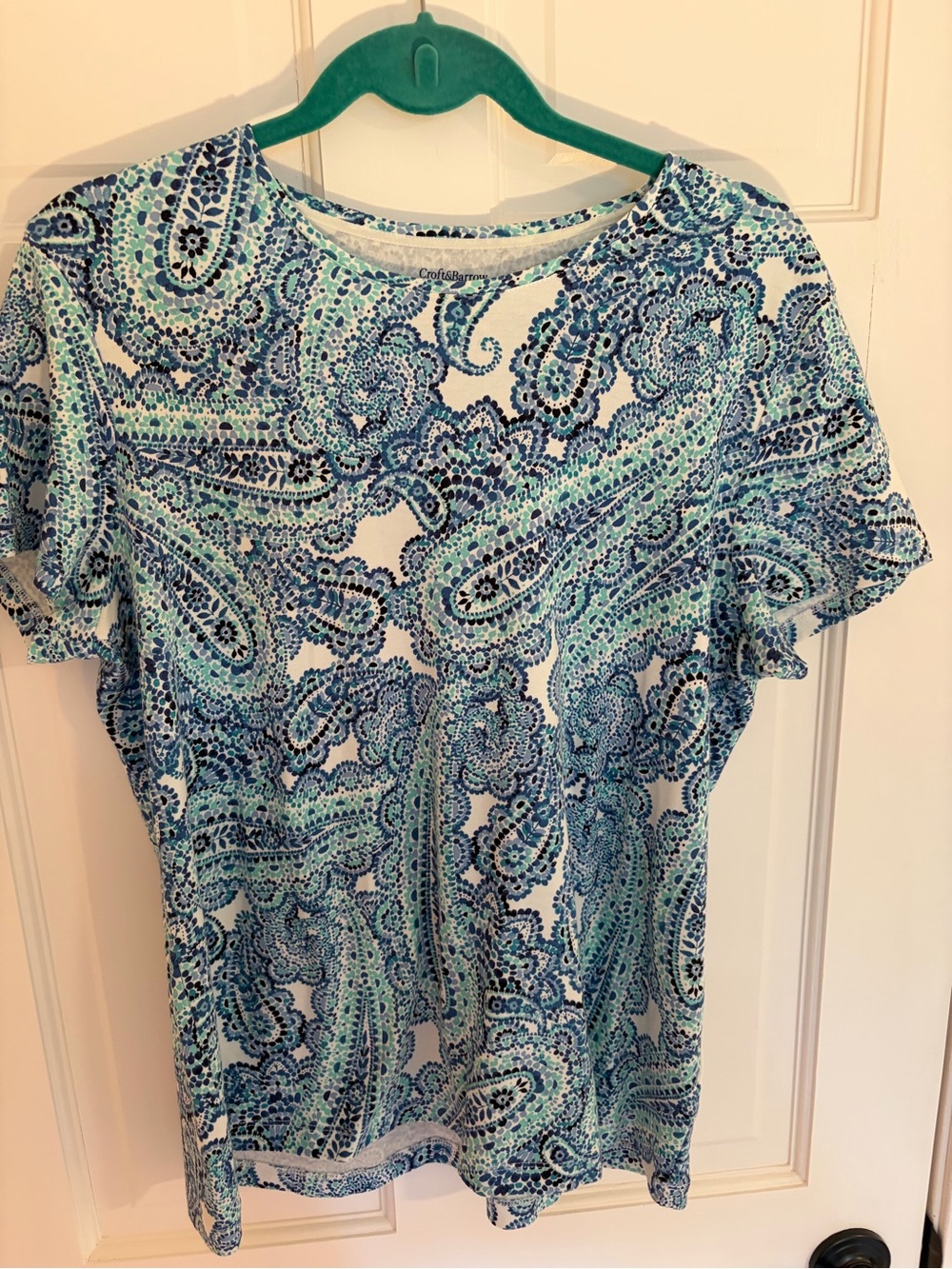 Croft & barrow xl Coastal Paisley Short-Sleeve Tee - Blue Multi